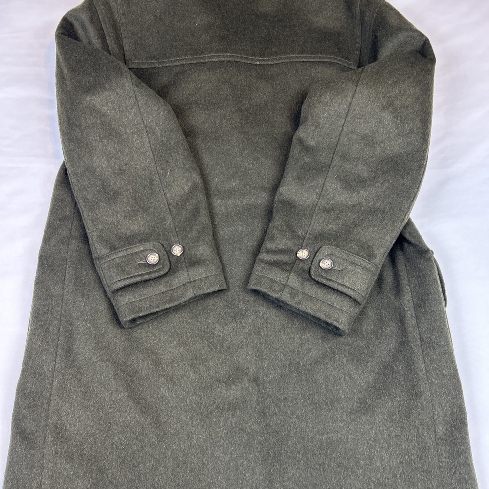 Vintage Lands End Toggle Men's Sz L Hooded Coat Wool Quilt Lined Duffle Pischl - Picture 13 of 15